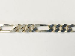 FIGARO CHAIN BRACELET STERLING SILVER GENTS THICK 7.75