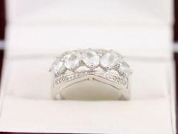FIVE STONE RING STERLING SILVER LADIES STUNNING SIZE N 1/2 925 4.5G AX72
