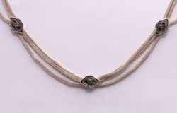 STERLING SILVER MULTI-LAYERED OMEGA CHAIN NECKLACE 18.5
