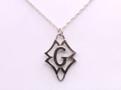 LETTER G PENDANT CHARM PRINCE CHAIN NECKLACE STERLING SILVER LADIES 5.6G AAC172