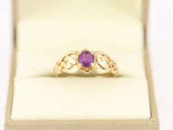 AMETHYST SOLITAIRE RING 9CT GOLD LADIES STUNNING SIZE O 1/2 375 1.9G CG17