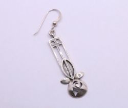 CONTEMPORARY FLOWER LADIES DANGLE EARRINGS SQUARES STERLING SILVER 6.4G AAC480