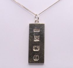 STERLING SILVER BULLION PENDANT CUBAN CHAIN NECKLACE 21.5