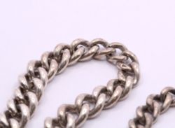 VINTAGE STERLING SILVER POCKET WATCH ALBERT CHAIN T-BAR CLASP 16.2