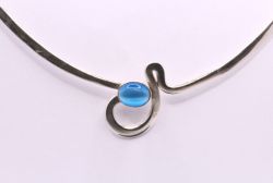 BLUE TOPAZ GEMSTONE COLLAR NECKLACE 16