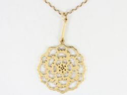 ROSE PENDANT 9CT GOLD LADIES STUNNING NECKLACE 375 14.5G CY89