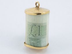 ONE POUND NOTE CHARM ART DECO RARE VINTAGE 9CT GOLD R94