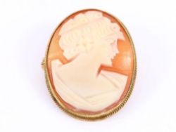 CAMEO BROOCH 9CT GOLD LADIES VINTAGE SMALL PIN BADGE 375 3.3G AE96