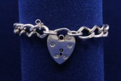 925 STERLING SILVER CUBAN LINK CHAIN BRACELET PADLOCK CLASP LENGTH 6