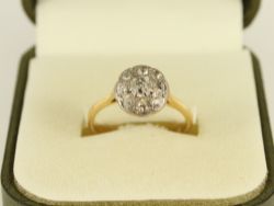 DIAMOND CLUSTER RING 18CT GOLD LADIES SIZE N 1/2 STUNNING 750 3.6G FJ78