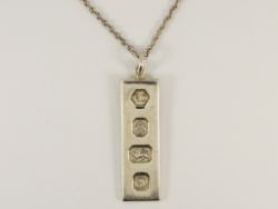 VINTAGE BULLION BAR PENDANT STERLING SILVER 19.5