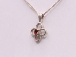 GARNET GEMSTONE PENDANT CHARM CUBAN CHAIN NECKLACE 16