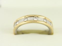 DIAMOND FIVE STONE RING TWO TONE PLATINUM LADIES SIZE Q 3/4 950 10.3G DA66