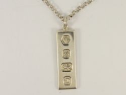 VINTAGE BULLION BAR PENDANT STERLING SILVER SHEFFIELD 1978 925 25.9G ID37