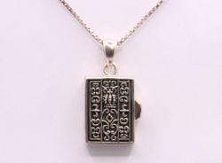 BOOK LOCKET PENDANT CHARM STERLING SILVER CHAIN NECKLACE 20.75