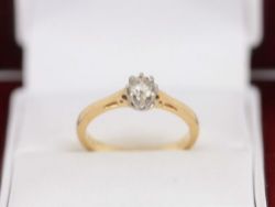 DIAMOND SOLITAIRE RING 18CT GOLD LADIES ENGAGEMENT SIZE O N11