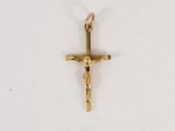 VINTAGE CRUCIFIX CROSS PENDANT 9CT YELLOW GOLD LADIES GENTS 375 0.8G ID34