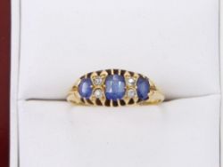 DIAMOND RING SAPPHIRE 18CT GOLD LADIES STUNNING GENUINE SIZE O 1/2 L6
