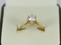 SOLITAIRE RING 9CT GOLD LADIES STUNNING SIZE L 3/4 375 3G EO8