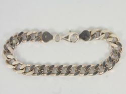 CURB CHAIN BRACELET STERLING SILVER GENTS HEAVY THICK 8
