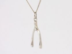 WISHBONE PENDANT STERLING SILVER GOOD LUCK NECKLACE 925 2G AS14
