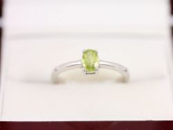 PERIDOT SOLITAIRE RING STERLING SILVER LADIES STUNNING SIZE N 925 2.4G AX45