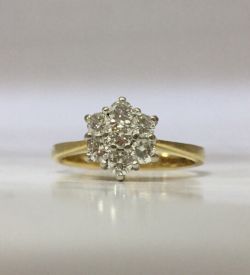 DIAMOND CLUSTER 0.50CT RING 18K YELLOW GOLD