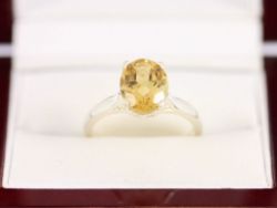 CITRINE SOLITAIRE RING STERLING SILVER LADIES STUNNING SIZE O 925 3G AX54