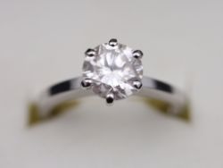 DIAMOND SOLITAIRE RING 14K WHITE GOLD 1.75CT LADIES SIZE M 1/4 585 4.2G