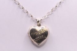 LOVE HEART LOCKET PENDANT CHAIN NECKLACE STERLING SILVER LADIES 12.6G AAC174