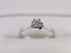 DIAMOND ENGAGEMENT RING 14K WHITE GOLD SOLITAIRE STUNNING LADIES SIZE N V39