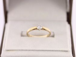 DIAMOND SOLITAIRE RING 9CT GOLD LADIES SIZE N 375 1.8G CJ34