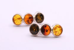 AMBER GEMSTONE LADIES DROP EARRINGS STERLING SILVER VINTAGE GIFT 7.6G