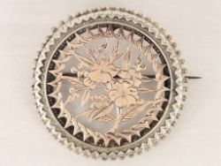 FLORAL BROOCH STERLING SILVER ROSE GOLD TONE LADIES VINTAGE 5.8G 925 CS36