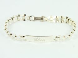 CHRIS IDENTITY NAME BRACELET ID STERLING SILVER MENS GENTS BOYS 925 8.8G GF1