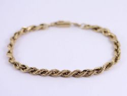 DIAMOND ROPE CHAIN BRACELET 9CT GOLD 7.75