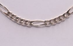 STERLING SILVER FIGARO CHAIN NECKLACE 28
