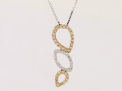 DIAMOND PENDANT TWO TONE 18CT GOLD LADIES NECKLACE 750 2.7G CO98