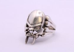 925 STERLING SILVER RING SIZE Y 1/2 ALIEN SKULL & BONES BIKER UK 21G AAB195