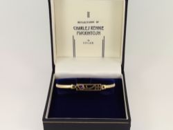 CHARLES RENNIE MACKINTOSH BANGLE 9CT GOLD AMETHYST LADIES 375 5.5G IE31