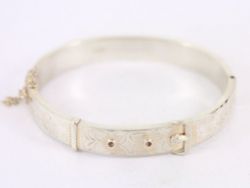 BUCKLE HINGED BRACELET STERLING SILVER LADIES VINTAGE 7.25