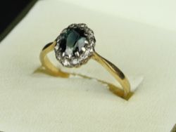 DIAMOND & GREEN TOURMALINE RING 18CT GOLD LADIES SIZE Q 750 2.9G FJ56