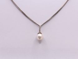 PINK PEARL PENDANT CHARM STERLING SILVER CUBAN CHAIN NECKLACE 18