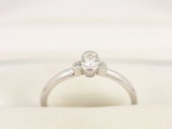 DIAMOND TRILOGY RING 18CT WHITE GOLD LADIES SIZE N 1/2 750 2.8G BO40