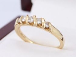 DIAMOND ENGAGEMENT RING 14CT GOLD LADIES 5 STONE SIZE U 1/2 Z74
