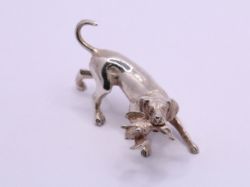 STERLING SILVER DOG CATCHING A MALLARD DUCK FIGURE SCULPTURE STATUE 23.8G AAC754