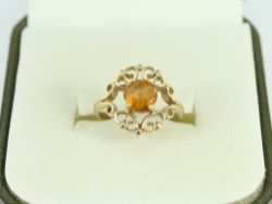 CITRINE SOLITAIRE RING 9CT GOLD LADIES STUNNING SIZE G 375 1.7G FR72