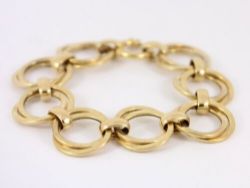 LADIES BRACELET 9CT GOLD CIRCULAR LINK CHAIN 375 ITALIAN 15.9G SH61