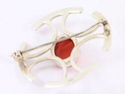 OLA GORIE CARNELIAN BROOCH STERLING SILVER BROOCH LADIES STUNNING 925 7.5G BJ70