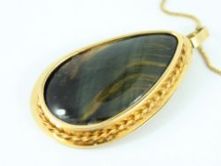 LABRADORITE PENDANT 18CT GOLD LADIES STUNNING NECKLACE 750 12.3G EQ70